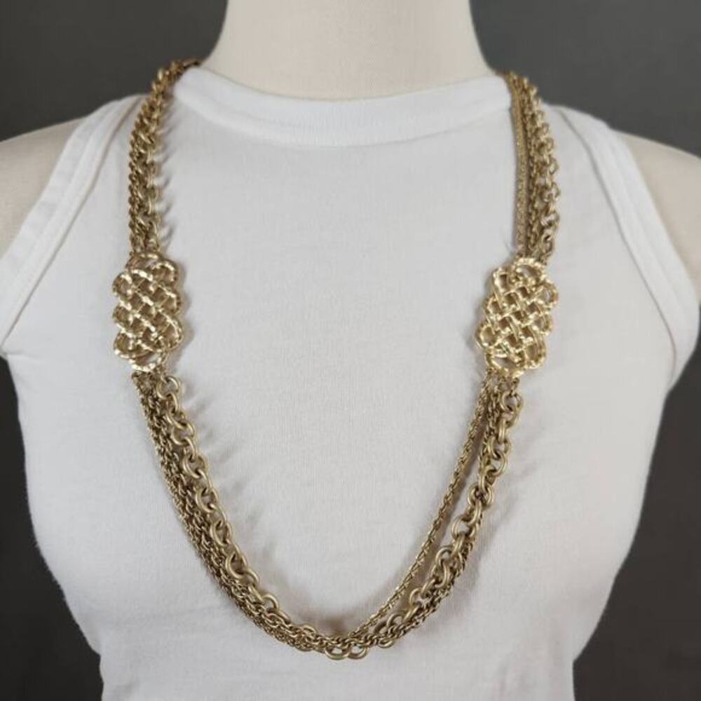 LIA SOPHIA Bold Statement Pewter Silvertone‎ Necklace Chunky Southwestern